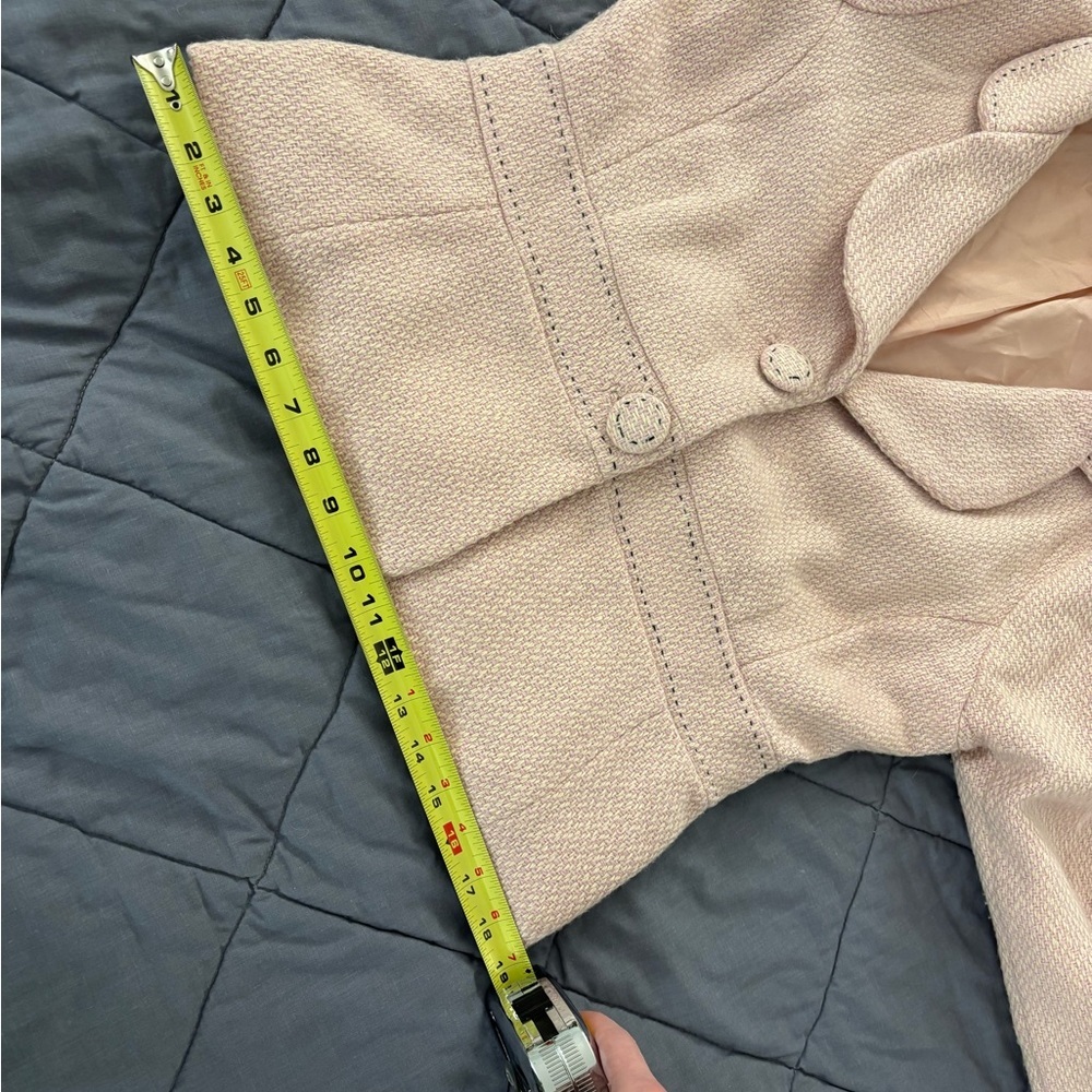 Anthropologie Elevenses pink tweed cropped blazer with back bow - Picture 12 of 14